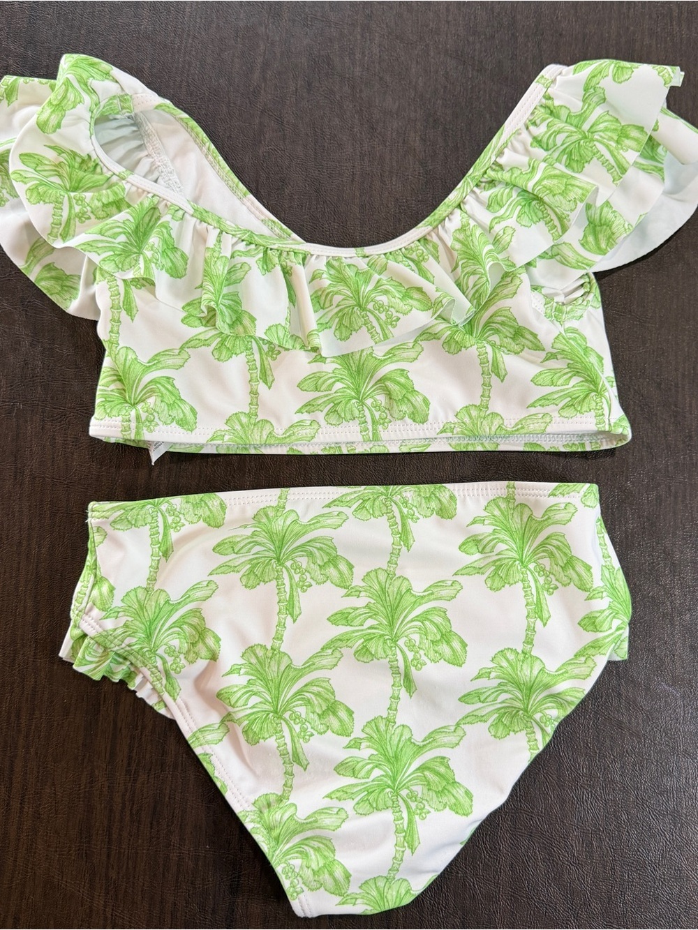 Green Palm Print Ruffle Bikini Set - Picture 5 of 5